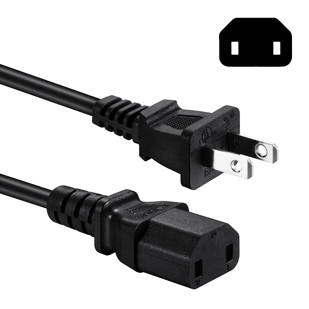Power Cord Cable Compatible With Sony Ps4 Pro Console, Xbox 360 Slim/Xbox One/Xbox 360 E Power Supply Brick, 2 Prong Power Cable